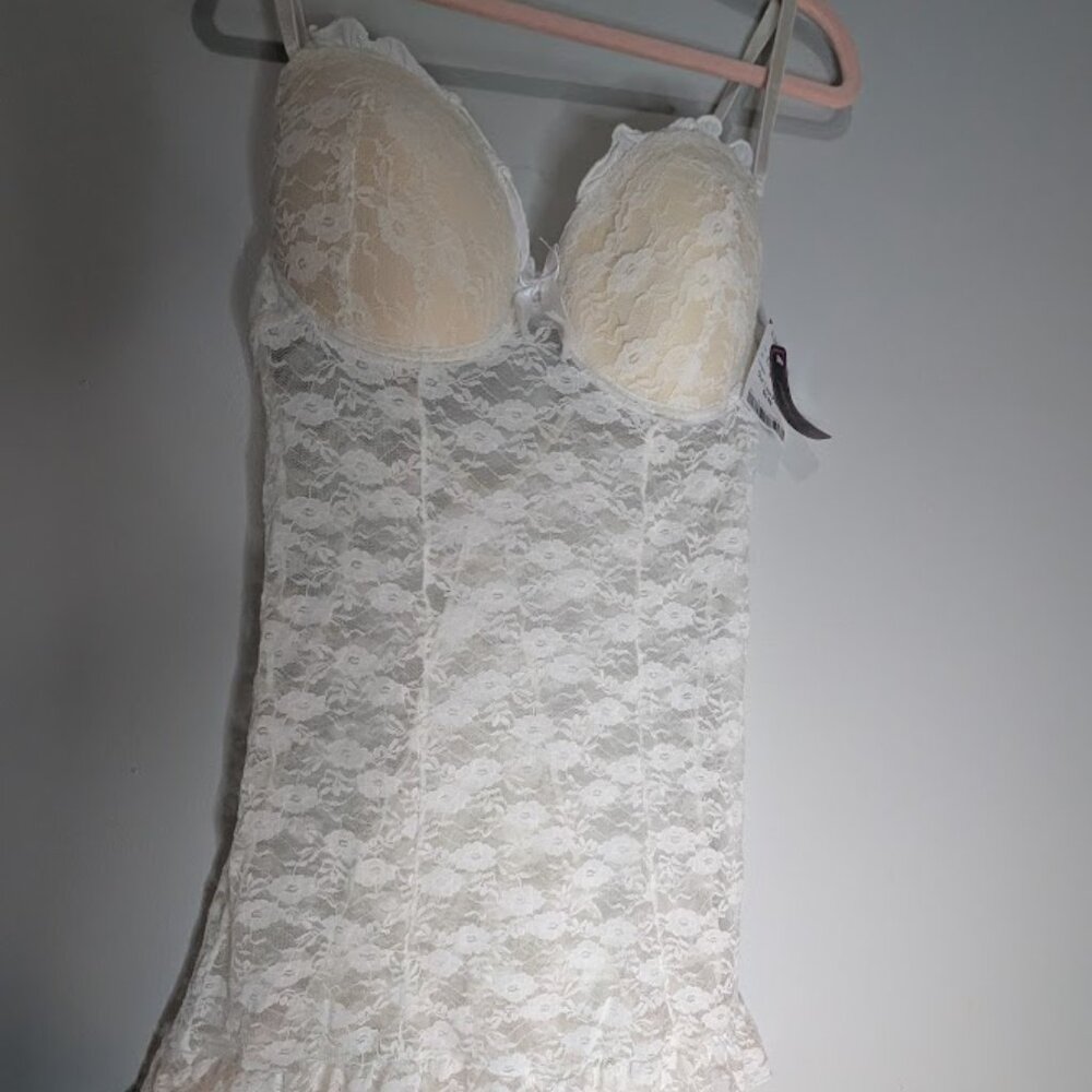 Lace Chemise Slip in Ivory with Built-In Cups